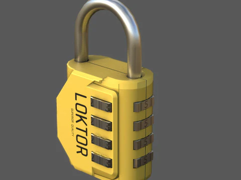 LOKTOR 4-Digit Combination Padlock - Low Poly 3D Model