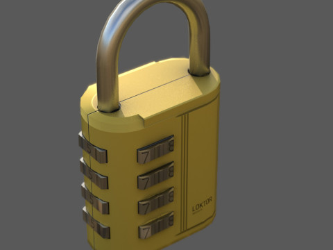LOKTOR 4-Digit Combination Padlock - Low Poly 3D-Modell
