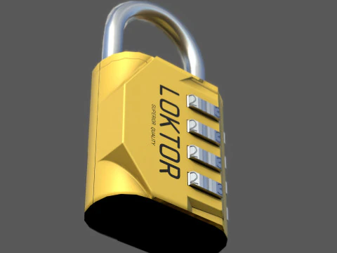 LOKTOR 4-Digit Combination Padlock - Low Poly 3D Model