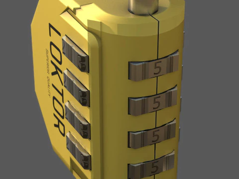 LOKTOR 4-Digit Combination Padlock - Low Poly 3D Model