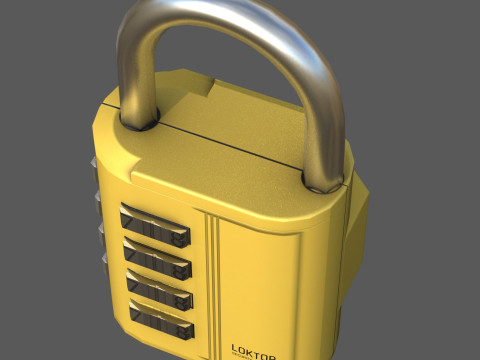 LOKTOR 4-Digit Combination Padlock - Low Poly 3D-Modell
