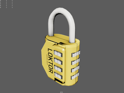 LOKTOR 4-Digit Combination Padlock - Low Poly 3D-Modell
