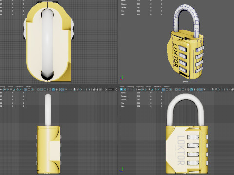 LOKTOR 4-Digit Combination Padlock - Low Poly 3D-Modell