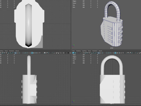 LOKTOR 4-Digit Combination Padlock - Low Poly 3D-Modell