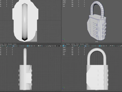 LOKTOR 4-Digit Combination Padlock - Low Poly 3D Model