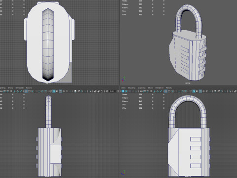LOKTOR 4-Digit Combination Padlock - Low Poly 3D-Modell