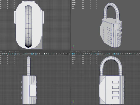 LOKTOR 4-Digit Combination Padlock - Low Poly 3D Model