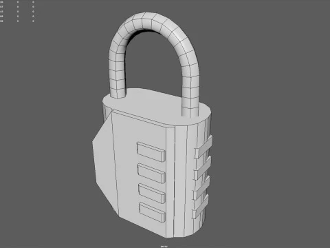 LOKTOR 4-Digit Combination Padlock - Low Poly 3D Model