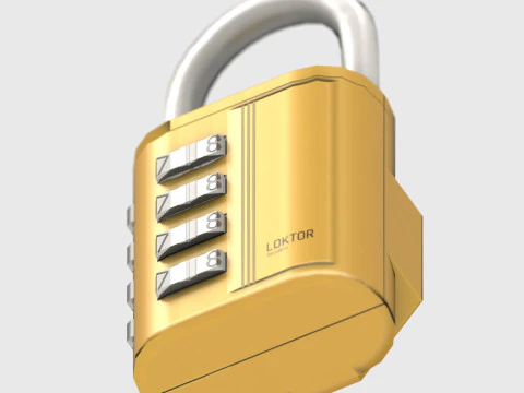 LOKTOR 4-Digit Combination Padlock - Low Poly 3D Model