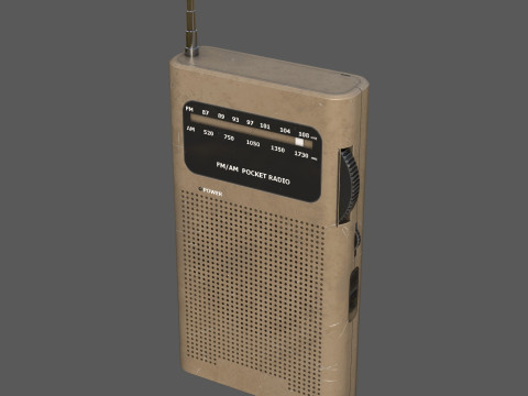 Low Poly AM-FM Pocket Radio Game-Ready 3D Asset with 3 Color Variants PBR 4K Textures BONUS Hi 3D Model