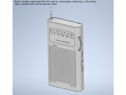 Low Poly AM-FM Pocket Radio Game-Ready 3D Asset with 3 Color Variants PBR 4K Textures BONUS Hi 3Dモデル