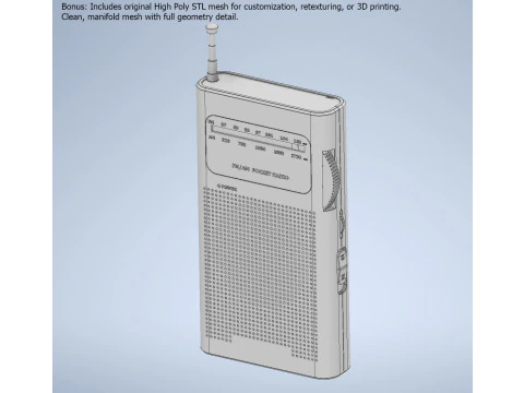Asset 3D pronto per il gioco della radio tascabile AM-FM Low Poly con 3 varianti di colore PBR 4K Texture BONUS Ciao Modello 3D