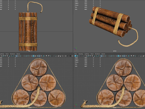 Explosive Charge Realistic TNT Dynamite Bundle Low Poly Game Ready Asset Model 3D