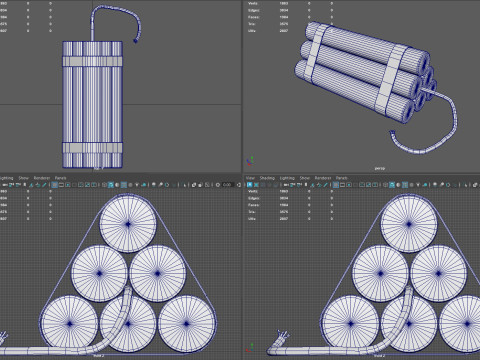Explosive Charge Realistic TNT Dynamite Bundle Low Poly Game Ready Asset Model 3D