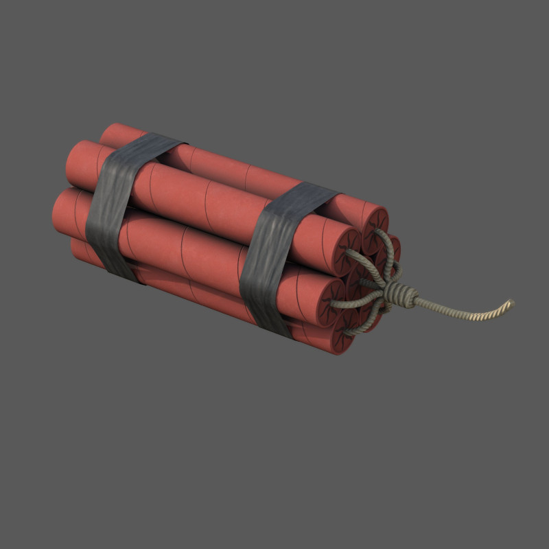 Dynamite Charge - Stylized Low Poly Explosive Game Ready PBR 4K Textures Modèle 3D .c4d .max .obj .3ds .fbx .stl .blend