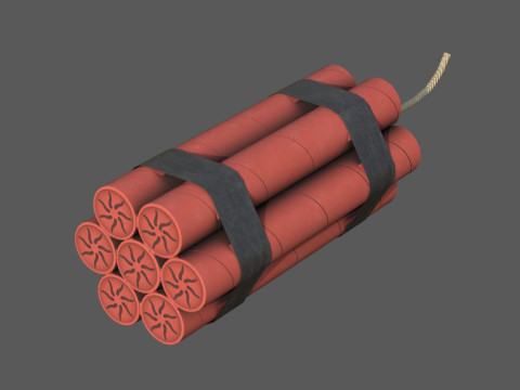 Dynamite Charge - Stylized Low Poly Explosive Game Ready PBR 4K Textures Modèle 3D