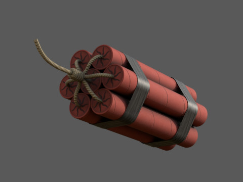Dynamite Charge - Stylized Low Poly Explosive Game Ready PBR 4K Textures Modèle 3D
