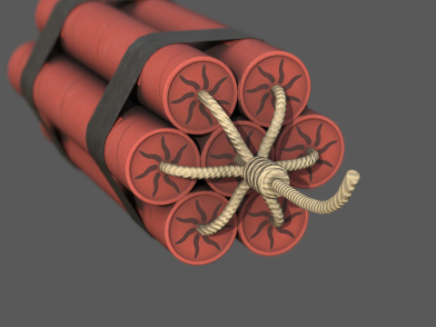 Dynamite Charge - Stylized Low Poly Explosive Game Ready PBR 4K Textures Modèle 3D