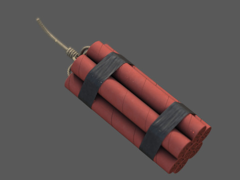 Dynamite Charge - Stylized Low Poly Explosive Game Ready PBR 4K Textures Modèle 3D