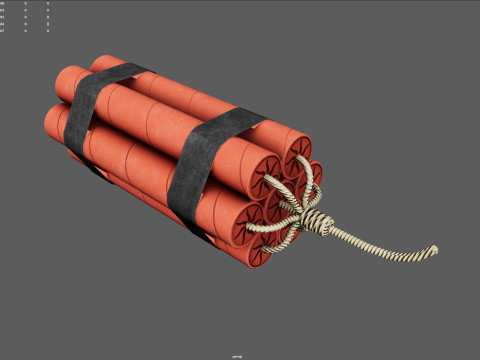 Dynamite Charge - Stylized Low Poly Explosive Game Ready PBR 4K Textures Modèle 3D