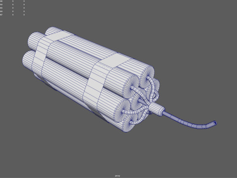 Dynamite Charge - Stylized Low Poly Explosive Game Ready PBR 4K Textures Modèle 3D