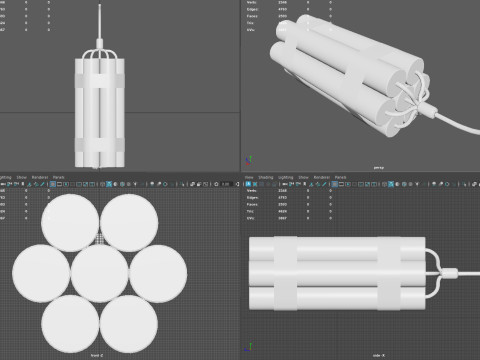 Dynamite Charge - Stylized Low Poly Explosive Game Ready PBR 4K Textures Modèle 3D