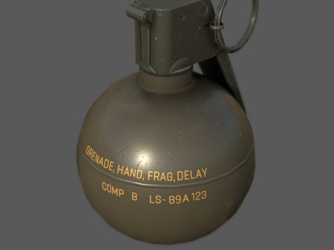 M67 Frag Grenade Low Poly Game-Ready with 4K PBR Textures FBX OBJ BLEND MAX MB Modelo 3D
