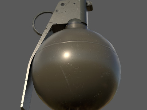 M67 Frag Grenade Low Poly Game-Ready with 4K PBR Textures FBX OBJ BLEND MAX MB 3D Модель