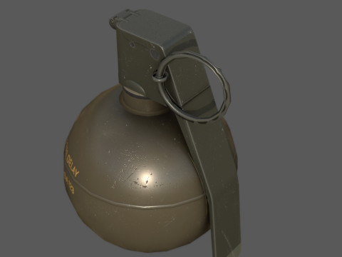 M67 Frag Grenade Low Poly Game-Ready with 4K PBR Textures FBX OBJ BLEND MAX MB 3D Модель