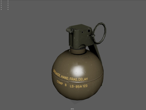 M67 Frag Grenade Low Poly Game-Ready with 4K PBR Textures FBX OBJ BLEND MAX MB 3D Модель