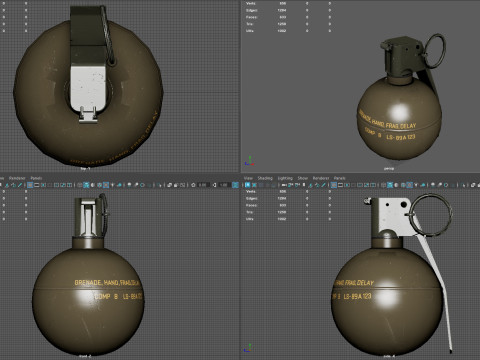 M67 Frag Grenade Low Poly Game-Ready with 4K PBR Textures FBX OBJ BLEND MAX MB 3D Модель