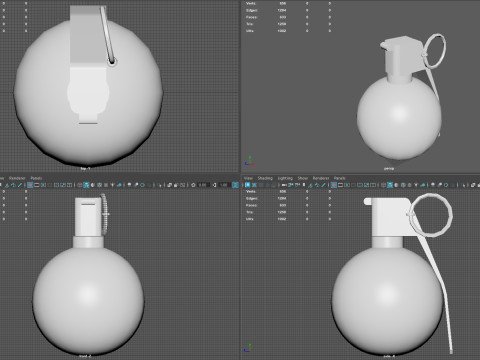 M67 Frag Grenade Low Poly Game-Ready with 4K PBR Textures FBX OBJ BLEND MAX MB 3D Модель
