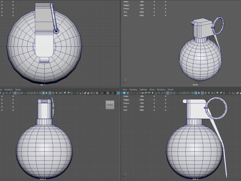 M67 Frag Grenade Low Poly Game-Ready with 4K PBR Textures FBX OBJ BLEND MAX MB 3D Модель