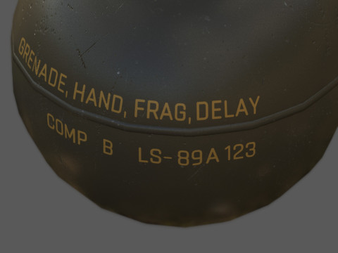 M67 Frag Grenade Low Poly Game-Ready with 4K PBR Textures FBX OBJ BLEND MAX MB 3D Модель