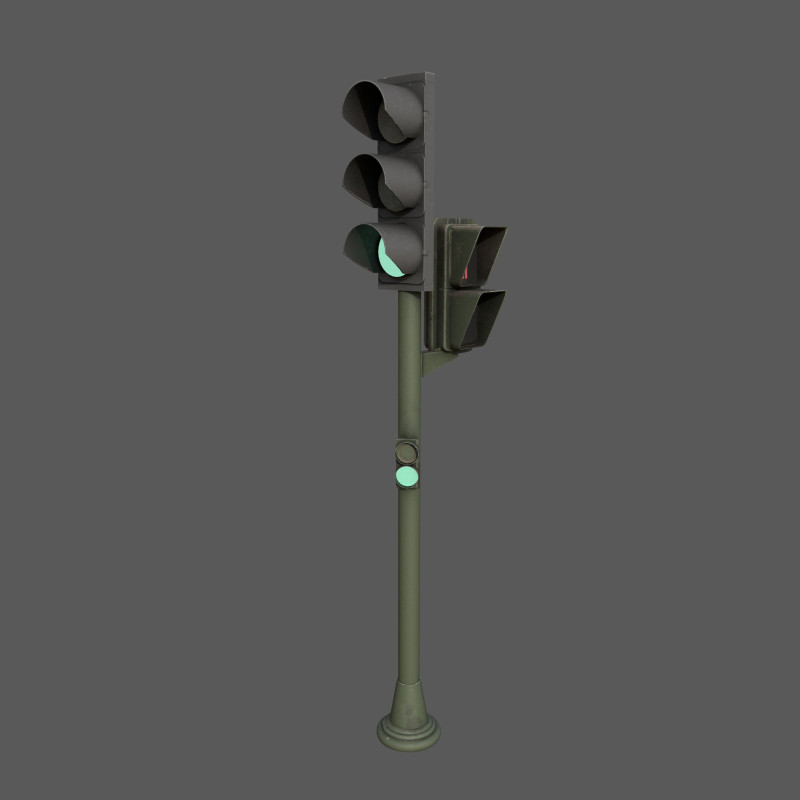 Low Poly Pedestrian Traffic Light Urban Street Signal with 4K PBR Textures 3D 모델 .c4d .max .obj .3ds .fbx .stl .blend