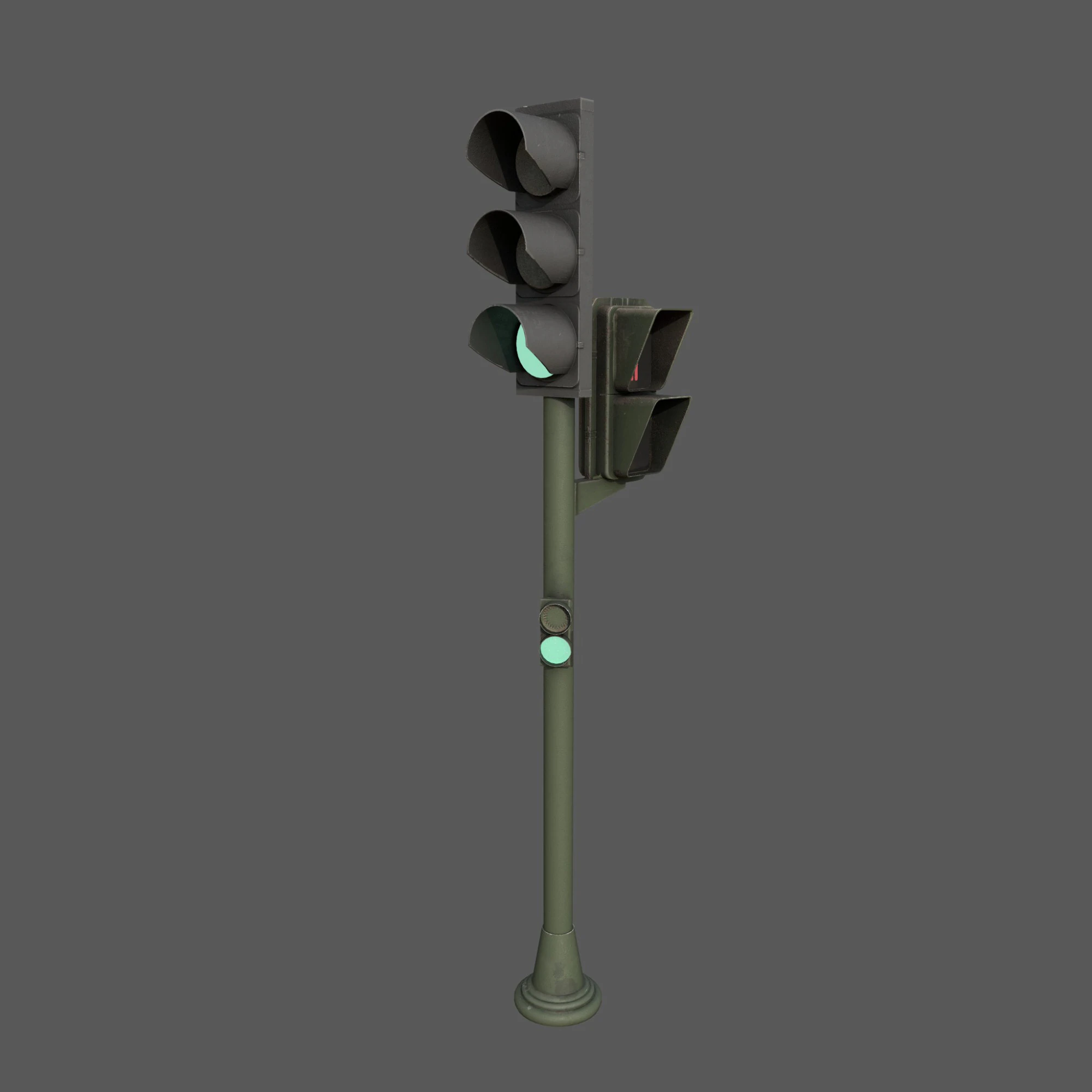 Segnale stradale urbano con semaforo pedonale a basso poli con texture PBR 4K Modello 3D .c4d .max .obj .3ds .fbx .stl .blend