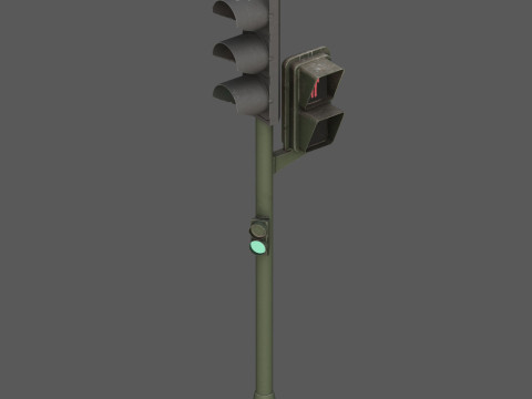 Low Poly Pedestrian Traffic Light Urban Street Signal with 4K PBR Textures 3D 모델