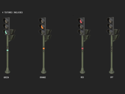 Low Poly Pedestrian Traffic Light Urban Street Signal with 4K PBR Textures 3D 모델