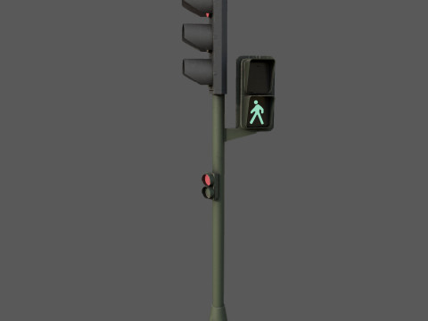 Low Poly Pedestrian Traffic Light Urban Street Signal with 4K PBR Textures 3D 모델