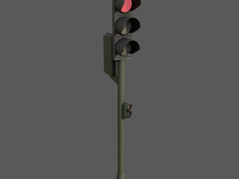 Low Poly Pedestrian Traffic Light Urban Street Signal with 4K PBR Textures 3D 모델