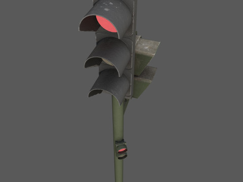 Low Poly Pedestrian Traffic Light Urban Street Signal with 4K PBR Textures 3D 모델