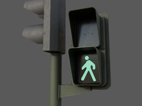 Low Poly Pedestrian Traffic Light Urban Street Signal with 4K PBR Textures 3D 모델
