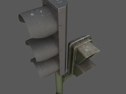 Segnale stradale urbano con semaforo pedonale a basso poli con texture PBR 4K Modello 3D