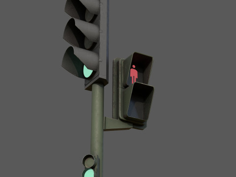 Low Poly Pedestrian Traffic Light Urban Street Signal with 4K PBR Textures 3D 모델