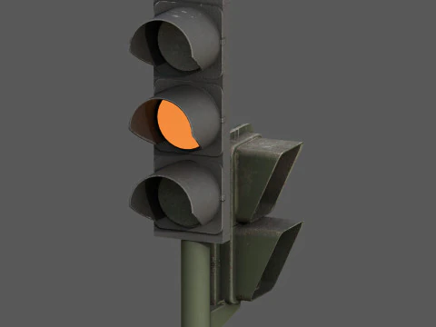Segnale stradale urbano con semaforo pedonale a basso poli con texture PBR 4K Modello 3D