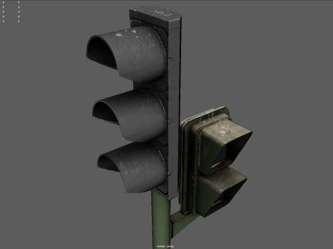 Segnale stradale urbano con semaforo pedonale a basso poli con texture PBR 4K Modello 3D