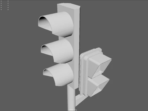 Segnale stradale urbano con semaforo pedonale a basso poli con texture PBR 4K Modello 3D