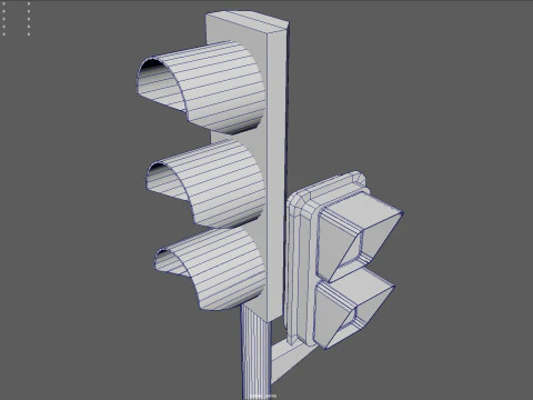 Segnale stradale urbano con semaforo pedonale a basso poli con texture PBR 4K Modello 3D
