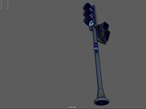 Segnale stradale urbano con semaforo pedonale a basso poli con texture PBR 4K Modello 3D