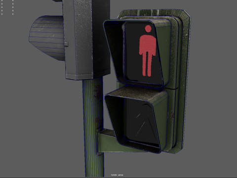 Low Poly Pedestrian Traffic Light Urban Street Signal with 4K PBR Textures 3D 모델